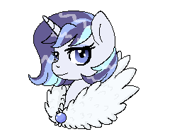 Size: 250x190 | Tagged: safe, artist:grump-support, derpibooru import, oc, oc:dove (kianamai), unofficial characters only, pony, unicorn, kilalaverse, animated, blinking, bust, feathered collar, female, gif, image, looking at you, loop, magical lesbian spawn, mare, offspring, parent:starlight glimmer, parent:trixie, parents:startrix, simple background, smiling, smiling at you, solo, transparent background