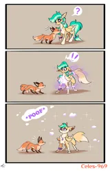 Size: 1500x2350 | Tagged: safe, artist:celes-969, derpibooru import, oc, oc:summer ray, unofficial characters only, fox, pegasus, pony, furry, image, png, solo, transformation