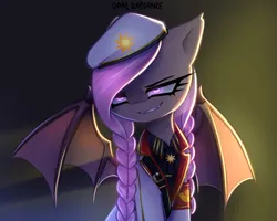 Size: 2609x2090 | Tagged: safe, artist:opal_radiance, derpibooru import, oc, bat pony, pony, bat pony oc, bat wings, celestianism, clothes, image, png, solarist, solo, suit, uniform, white, wings