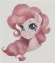 Size: 512x584 | Tagged: safe, derpibooru import, machine learning assisted, machine learning generated, pinkie pie, earth pony, pony, bust, female, image, mare, png, portrait, simple background, smiling, solo