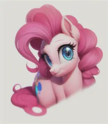 Size: 512x584 | Tagged: safe, derpibooru import, machine learning assisted, machine learning generated, pinkie pie, earth pony, pony, bust, female, image, mare, png, portrait, simple background, smiling, solo, white background