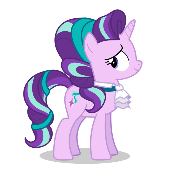 Size: 5000x5000 | Tagged: safe, artist:gypsykumquat, derpibooru import, starlight glimmer, pony, unicorn, .svg available, absurd resolution, alternate hairstyle, female, image, inkscape, looking back, png, show accurate, simple background, smiling, solo, transparent background, vector