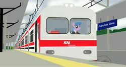 Size: 4096x2182 | Tagged: safe, artist:ponyrailartist, derpibooru import, lemonade twirl, earth pony, pony, image, jpeg, solo, train, train station