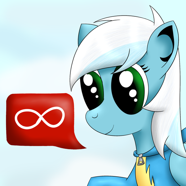 Size: 1280x1280 | Tagged: safe, artist:ask-fleetfoot, derpibooru import, fleetfoot, pony, alternate hairstyle, clothes, image, infinity symbol, png, quadrupedal, simple background, solo, uniform