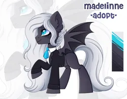 Size: 3378x2628 | Tagged: safe, artist:madelinne, derpibooru import, oc, bat pony, pony, adoptable, adoptable open, adoption, bat pony oc, bat wings, clothes, image, long hair, male, png, solo, stallion, wings