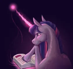 Size: 3000x2850 | Tagged: safe, artist:forcegreat, derpibooru import, twilight sparkle, pony, book, female, glow, glowing horn, horn, image, jpeg, reading, solo