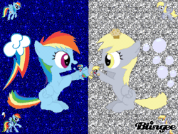Size: 400x300 | Tagged: safe, derpibooru import, derpy hooves, rainbow dash, pony, animated, blingee, exploitable meme, gif, image, meme, peanut butter jelly time