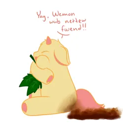 Size: 1000x1000 | Tagged: safe, artist:sharpy, fluffy pony, pony, unicorn, foal, green eyes, idiot, image, png, poop