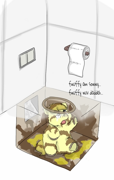 Size: 706x1111 | Tagged: questionable, artist:carpdime, fluffy pony, bathroom, crying, image, jpeg, nobody cares, poop, sorry box, toilet