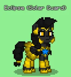 Size: 744x804 | Tagged: safe, derpibooru import, oc, oc:eclipse, unofficial characters only, pegasus, pony, pony town, armor, female, green background, image, mare, pigtails, png, royal guard, simple background, solar guard, solo, updated design
