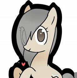 Size: 1776x1806 | Tagged: safe, artist:omelettepony, ponerpics import, oc, oc:current seeker, unofficial characters only, pony, taiga pony, commission, eye clipping through hair, female, hair over one eye, heart, image, jpeg, looking at you, mare, simple background, solo, white background, ych result