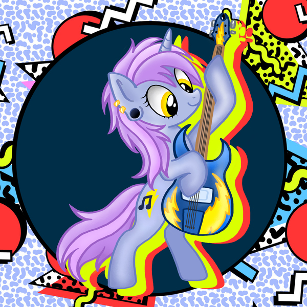 Size: 4096x4096 | Tagged: safe, artist:goreharvest, derpibooru import, oc, oc:sheena, unofficial characters only, pony, unicorn, bipedal, electric guitar, female, guitar, image, jpeg, mare, musical instrument