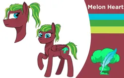 Size: 3574x2250 | Tagged: safe, artist:enteryourponyname, derpibooru import, oc, oc:melon heart, pegasus, pony, female, image, pegasus oc, png, ponytail, reference sheet, solo, wings