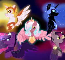 Size: 1280x1180 | Tagged: safe, artist:hate-love12, derpibooru import, daybreaker, nightmare moon, princess cadance, princess flurry heart, twilight sparkle, pony, equestria girls, base used, evil cadance, evil flurry heart, image, jpeg, midnight sparkle