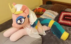 Size: 2832x1762 | Tagged: safe, artist:ponimalion, derpibooru import, somnambula, pegasus, pony, bedroom eyes, cute, female, fluffy mane, fluffy tail, image, irl, jpeg, mare, photo, plushie, smiling, solo, spread wings, tail, wings