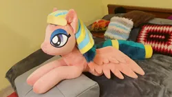 Size: 4032x2268 | Tagged: safe, artist:ponimalion, derpibooru import, somnambula, pegasus, pony, bedroom eyes, cute, female, fluffy mane, fluffy tail, image, irl, jpeg, mare, photo, plushie, smiling, solo, spread wings, tail, wings