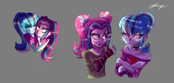 Size: 2203x1053 | Tagged: safe, artist:frezzzypop, derpibooru import, aria blaze, sonata dusk, equestria girls, cute, duo, female, gray background, hug, image, jpeg, signature, simple background, sketch, sketch dump, sonatabetes