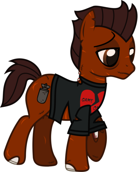 Size: 1062x1322 | Tagged: safe, artist:lightningbolt, derpibooru import, ponified, earth pony, pony, undead, zombie, zombie pony, .svg available, all time low, bags under eyes, bloodshot eyes, bone, clothes, derpibooru exclusive, image, lidded eyes, male, png, rian dawson, scar, shirt, simple background, solo, stallion, stitches, t-shirt, torn clothes, torn ear, transparent background, vector, walking