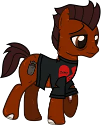 Size: 1062x1322 | Tagged: safe, artist:lightningbolt, derpibooru import, ponified, earth pony, pony, undead, zombie, zombie pony, .svg available, all time low, bags under eyes, bloodshot eyes, bone, clothes, derpibooru exclusive, image, lidded eyes, male, png, rian dawson, scar, shirt, simple background, solo, stallion, stitches, t-shirt, torn clothes, torn ear, transparent background, vector, walking