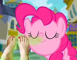 Size: 992x768 | Tagged: suggestive, derpibooru import, edit, edited screencap, screencap, pinkie pie, earth pony, pony, spice up your life, eyes closed, feet, image, jpeg, saturated, smelling, sniffing, solo