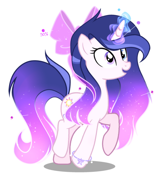 Size: 2165x2412 | Tagged: safe, artist:harmonyvitality-yt, derpibooru import, oc, oc:harmony vitality, unofficial characters only, pony, unicorn, base used, bow, ethereal mane, eyelashes, glow, glowing horn, hair bow, horn, image, offspring, parent:flash sentry, parent:twilight sparkle, parents:flashlight, png, simple background, solo, starry mane, transparent background, unicorn oc