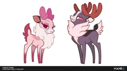 Size: 1042x586 | Tagged: safe, artist:lindsay towns, derpibooru import, deer, reindeer, fallout equestria, them's fightin' herds, community related, cupid (tfh), duo, image, png, redesign, stag, vixen (tfh)