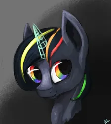 Size: 1870x2090 | Tagged: safe, artist:minckies, derpibooru import, oc, unofficial characters only, pony, unicorn, abstract background, bust, horn, image, jpeg, signature, smiling, solo, unicorn oc