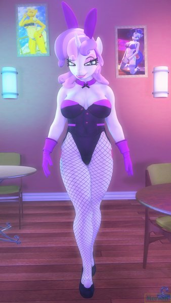 Size: 2160x3840 | Tagged: suggestive, artist:alcohors, artist:kevhon, derpibooru import, applejack, rarity, sweetie belle, anthro, earth pony, plantigrade anthro, unicorn, 3d, bedroom eyes, breasts, bunny ears, bunny suit, busty sweetie belle, chair, clothes, eyeshadow, fishnets, framed picture, gloves, high heels, image, leotard, lipstick, looking at you, makeup, necktie, older, older sweetie belle, playboy bunny, playboy bunny sweetie belle, png, room, shoes, source filmmaker, stupid sexy applejack, stupid sexy rarity, stupid sexy sweetie belle, table