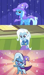 Size: 1920x3240 | Tagged: safe, derpibooru import, edit, edited screencap, screencap, trixie, human, pony, unicorn, boast busters, equestria girls, equestria girls (movie), friendship gems, my little pony: pony life, spoiler:pony life s01e12, cape, clothes, hat, image, jacket, png, skirt, trixie's cape, trixie's hat