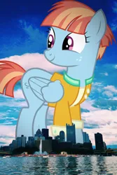 Size: 2110x3166 | Tagged: safe, artist:electrochoc, derpibooru import, edit, editor:jaredking779, windy whistles, pegasus, pony, female, giant pegasus, giant pony, giantess, high res, highrise ponies, image, irl, jpeg, looking back, macro, mare, mega giant, pennsylvania, photo, pittsburgh, ponies in real life, solo