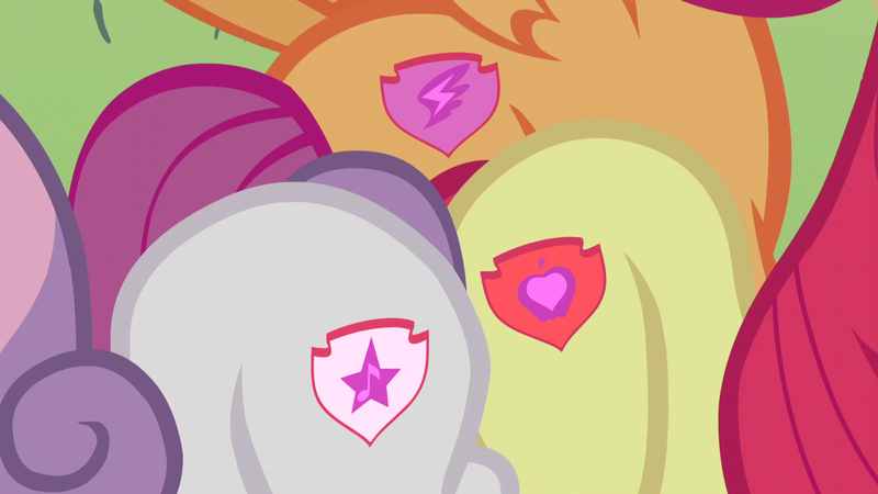 Size: 2000x1125 | Tagged: safe, derpibooru import, edit, edited screencap, screencap, apple bloom, scootaloo, sweetie belle, earth pony, pegasus, pony, unicorn, crusaders of the lost mark, alternate cutie mark, butt to butt, butt touch, cutie mark, cutie mark crusaders, female, filly, foal, image, png, redesign, redesigned cmc cutie marks, the cmc's cutie marks