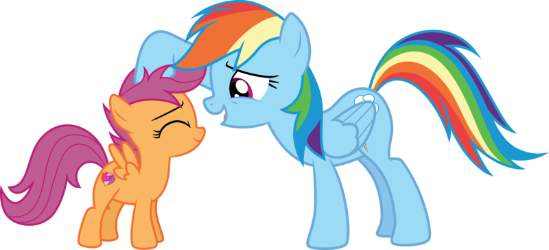 Size: 6591x3000 | Tagged: safe, artist:cloudyglow, derpibooru import, rainbow dash, scootaloo, crusaders of the lost mark, cute, cutealoo, dashabetes, image, noogie, png, simple background, transparent background, vector