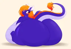 Size: 3704x2575 | Tagged: suggestive, artist:montsundere, derpibooru import, oc, oc:violet flare, dracony, dragon, hybrid, pony, belly, big belly, blushing, butt, commission, dragonbutt, fat, female, huge belly, huge butt, image, impossibly large belly, impossibly large butt, large butt, looking back, mare, morbidly obese, obese, png, simple background, smiling, the ass was fat, ych result