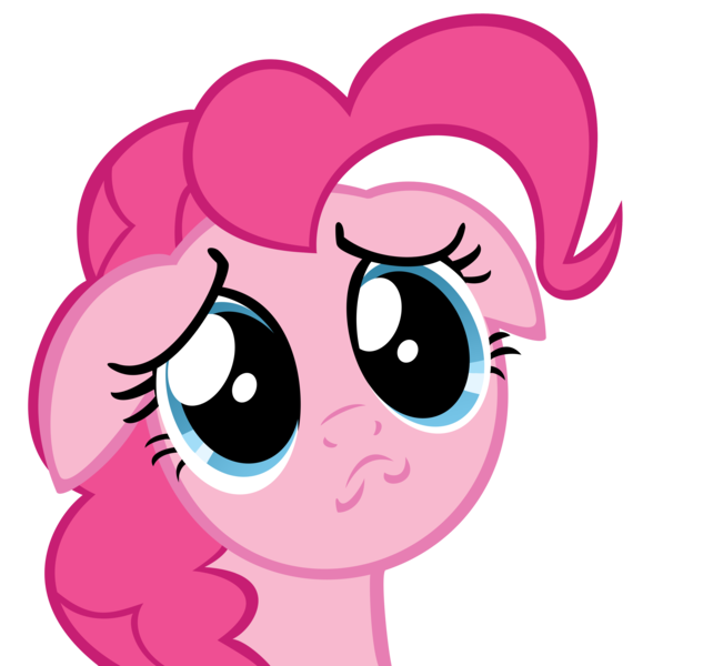 Size: 3500x3273 | Tagged: safe, artist:kyute-kitsune, derpibooru import, pinkie pie, earth pony, pony, a friend in deed, season 2, female, floppy ears, frown, image, looking at you, mare, png, puppy dog eyes, puppy pie, simple background, solo, transparent background, vector