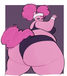 Size: 1129x1280 | Tagged: suggestive, artist:iarensfwo, derpibooru import, pinkie pie, anthro, breasts, butt, clothes, fat, female, image, jpeg, plot, pudgy pie, solo, the ass was fat