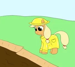 Size: 1575x1400 | Tagged: safe, artist:amateur-draw, derpibooru import, applejack, earth pony, pony, clothes, female, hat, image, mare, mud, muddy, png, pvc, raincoat, solo, wet and messy