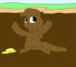 Size: 1575x1400 | Tagged: safe, artist:amateur-draw, derpibooru import, applejack, earth pony, pony, clothes, covered in mud, female, hat, image, mare, mud, mud bath, mud play, mud pony, muddy, png, pvc, raincoat, solo, wet and messy
