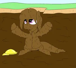 Size: 1575x1400 | Tagged: safe, artist:amateur-draw, derpibooru import, oc, oc:belle boue, unofficial characters only, pony, unicorn, clothes, covered in mud, hat, image, male, mud, mud bath, mud play, mud pony, muddy, png, pvc, raincoat, stallion, wet and messy