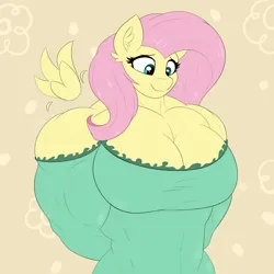 Size: 3000x3000 | Tagged: suggestive, artist:astrum, derpibooru import, fluttershy, anthro, pegasus, abs, abstract background, amazon, arm behind back, biceps, big breasts, breasts, busty fluttershy, cleavage, deltoids, digital art, female, floating wings, flutterhulk, image, looking down, muscles, muscleshy, muscular female, pecs, png, shy, smiling, solo, solo female, wings