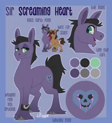 Size: 2000x2200 | Tagged: safe, artist:lionbun, derpibooru import, oc, oc:screaming heart, earth pony, pony, earth pony oc, image, male, png, reference sheet, stallion