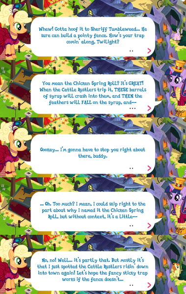 Size: 2048x3241 | Tagged: safe, derpibooru import, official, applejack, twilight sparkle, twilight sparkle (alicorn), alicorn, earth pony, pony, clothes, dialogue, dialogue box, dress, english, event, female, gameloft, hairband, hat, horn, image, mare, mobile game, my little pony: magic princess, png, speech bubble, text