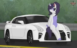 Size: 3605x2269 | Tagged: safe, artist:blued_cross31, derpibooru import, oc, oc:weel'kha, unofficial characters only, kirin, pony, bedroom eyes, car, female, image, initial d, kirin oc, nissan, nissan gt-r, png, sitting, solo, vehicle