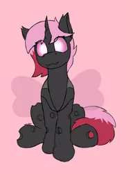 Size: 1450x1994 | Tagged: safe, artist:monycaalot, derpibooru import, oc, oc:heartstring fiddler, unofficial characters only, changeling, colored sketch, female, gift art, image, looking at you, pink changeling, png, sitting, solo, spread wings, wings