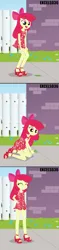 Size: 661x2814 | Tagged: safe, artist:excelso36, derpibooru import, apple bloom, human, equestria girls, apple bloom's bow, bow, clothes, commission, dress, eyes closed, hair bow, high heels, humanized, image, jpeg, kneeling, money, shoes, smiling, solo