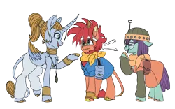 Size: 1920x1200 | Tagged: safe, artist:brainiac, derpibooru import, ponified, alicorn, earth pony, kirin, pony, alicornified, chrono trigger, crono, crossover, female, image, kirinified, lucca, male, mare, marle, png, race swap, simple background, species swap, stallion, transparent background