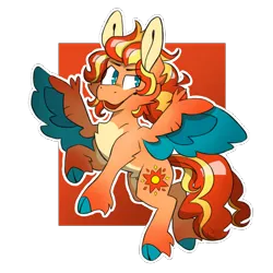 Size: 2000x2000 | Tagged: safe, artist:caprania, derpibooru import, oc, oc:blazing sun, pegasus, pony, colored wings, female, image, mare, png, quadrupedal, solo, two toned wings, wings