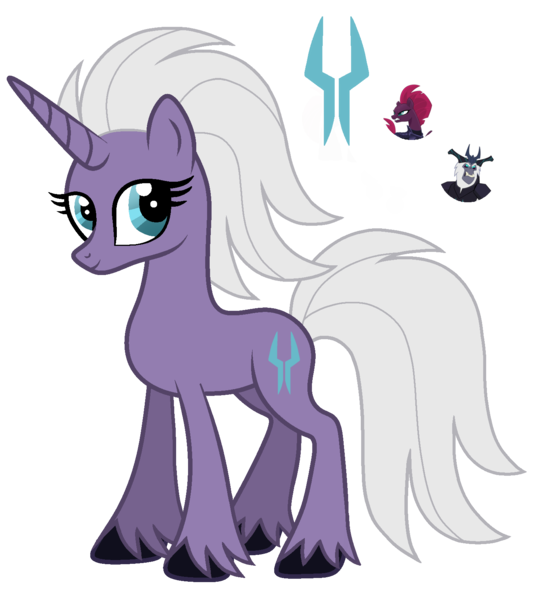 Size: 1450x1608 | Tagged: safe, artist:madlilon2051, derpibooru import, storm king, tempest shadow, oc, pony, unicorn, my little pony: the movie, base used, eyelashes, female, horn, image, mare, parent:storm king, parent:tempest shadow, png, simple background, smiling, transparent background, unicorn oc, unshorn fetlocks