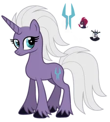 Size: 1450x1608 | Tagged: safe, artist:madlilon2051, derpibooru import, storm king, tempest shadow, oc, pony, unicorn, my little pony: the movie, base used, eyelashes, female, horn, image, mare, parent:storm king, parent:tempest shadow, png, simple background, smiling, transparent background, unicorn oc, unshorn fetlocks