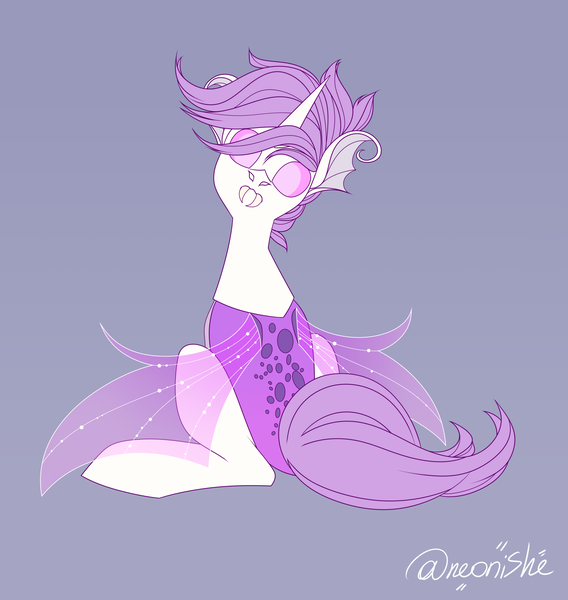Size: 3018x3186 | Tagged: safe, artist:neonishe, derpibooru import, oc, oc:ace gambit (nya), changeling, changeling oc, image, looking at you, png, purple changeling, solo, white changeling