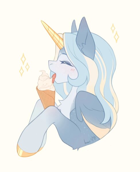 Size: 1664x2048 | Tagged: safe, artist:inarimayer, derpibooru import, oc, alicorn, food, ice cream, image, jpeg, solo